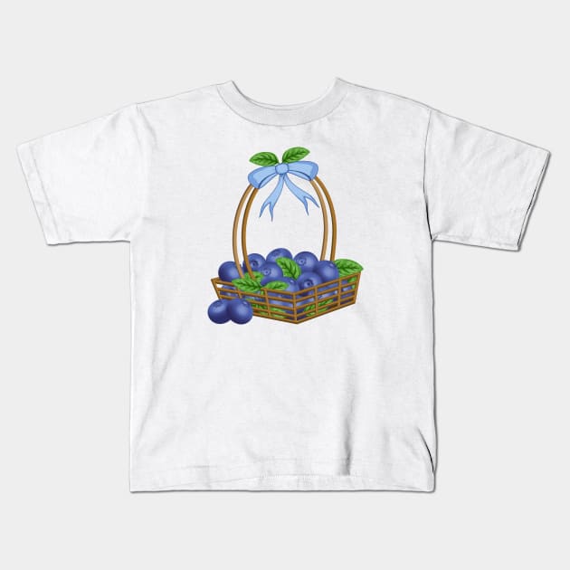 Blueberry Basket Kids T-Shirt by Designoholic